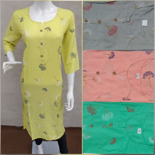 Rayon Kurtis, Feature : Easy Wash, Soft Structure