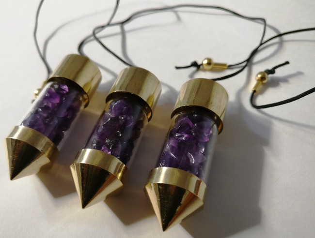 Gemstone Amethyst Bottle Pendulums, for Dowsing