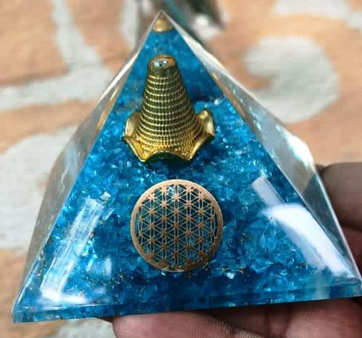 Orgonite Blue Pyramid, Size : 70 to 75 mm