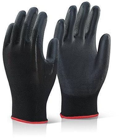 Plain PU Coated Safety Gloves, Color : Black