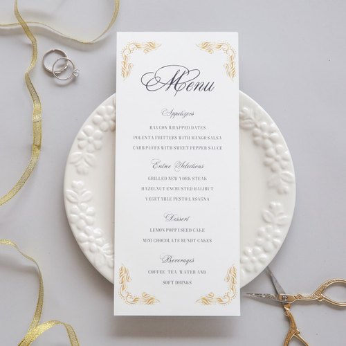 Rectangular Paper Board Wedding Menu Card, Color : White