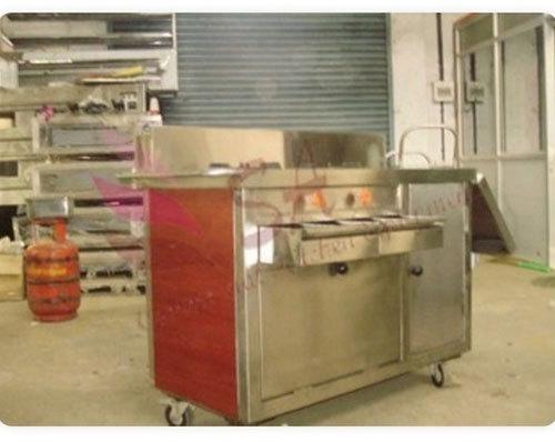 SA Kitchen Stainless Steel Flambe Trolley, Color : Silver