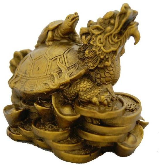 FENG SHUI DRAGON TORTOISE WITH CHILD ON TOP OF IT