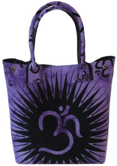 Om Printed Tie Dye Purple Cotton Handbag