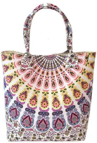 Multi Color Floral Mandala Printed Cotton Handbag