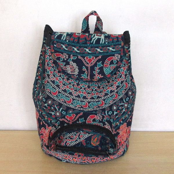 Multi Color Mandala Printed Cotton Backpack