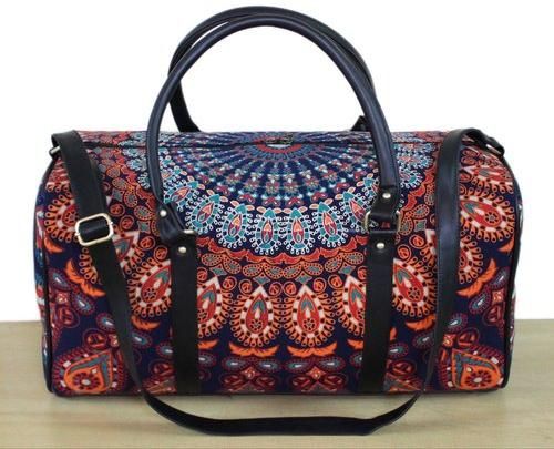 Multi Color Mandala Printed Cotton Duffel Bag