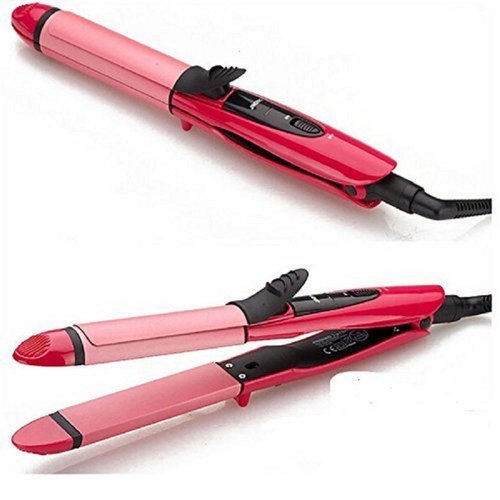 Hair Straightener And Hair Curler, Color : Pink