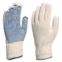 Heavy Weight Cotton dotted hand gloves, Size : 10-15 Inch