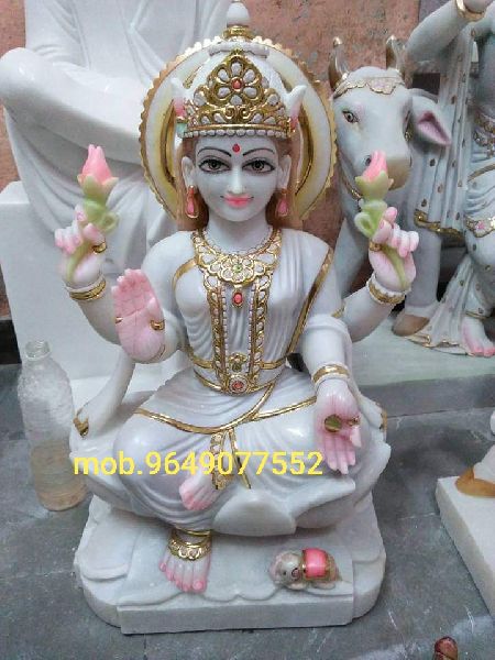 Marble Laxmi Statue, for Worship, Temple, Packaging Type : Thermocol Box