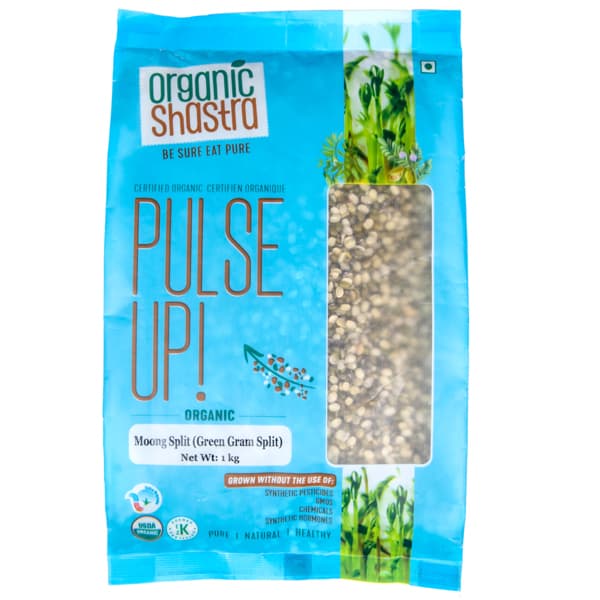 Organic Shastra Split Moong Dal, for Cooking, Packaging Type : Plastic Packet
