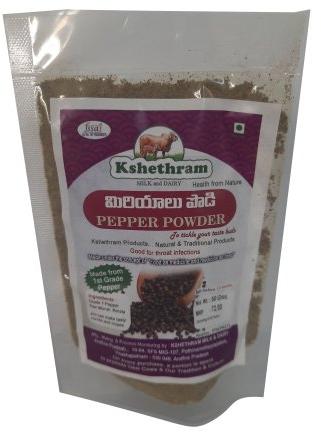 Kshethram Black Pepper Powder, Packaging Size : 50g