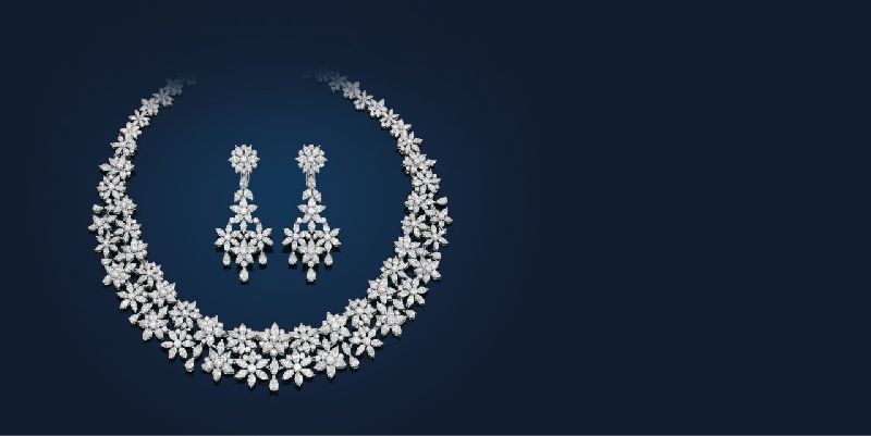 Polished diamond necklace set, Purity : VVS1, VVS2