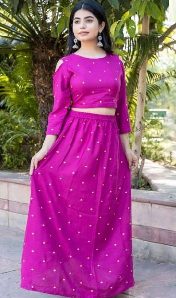 Purple Crop Top Skirt, Size : M, XL, XXL