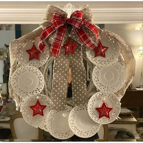 Christmas Wreath Bows, Color : White, Red