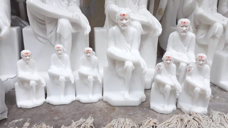 Marble sai baba statue, for Worship, Temple, Interior Decor, Office, Home, Gifting, Garden, Pattern : Plain