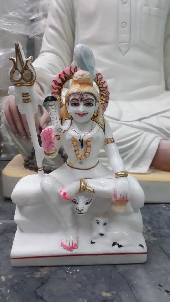 Polished Marble Shiva Statue, for Interior Decor, Office, Home, Gifting, Garden, Religious Purpose