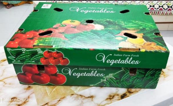 Printed Corrugated Board Vegetable Packaging Box, Size : Multisize