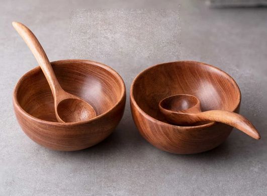 Neem Wood Handcrafted Set Of 2 Soup, How Much Are Wooden Bowls Worth