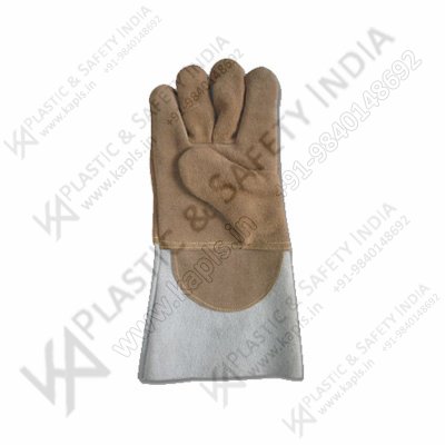 Heat Resistant Leather Gloves, Pattern : Plain