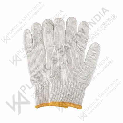 Knitted Cotton Gloves, for Automobile, Mining, Packaging, Material Handling, Pattern : Plain