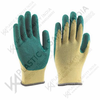 Rubber Latex Coated Gloves, for Automobile, Mining, Packaging, Material Handling, Size : Free Size