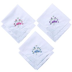 Embroidered Cotton Handkerchief, Size : 20X20 cm