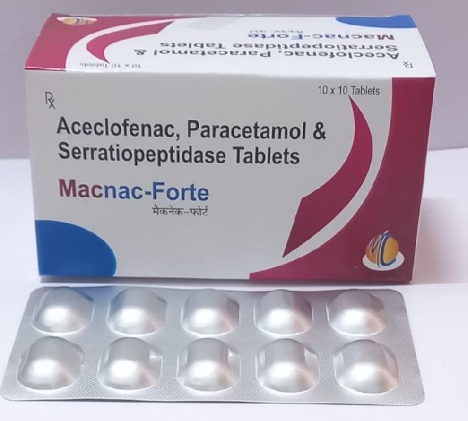 ACECLOFENAC 100 MG  +PARACETAMOL 325MG+SERRATIOPEPTIDASE 15 MG TAB