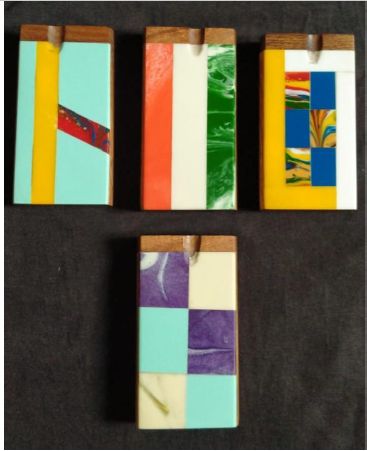 Mango Wood Rectangular Multicolor Resin Dugout, For Cigarette Lightting, Packaging Type : Box