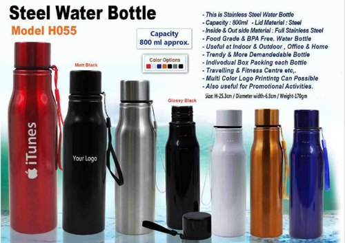 Stainless Steel Promotional Water Bottle, Color : Red, Black, Silver, Blue, Golden 