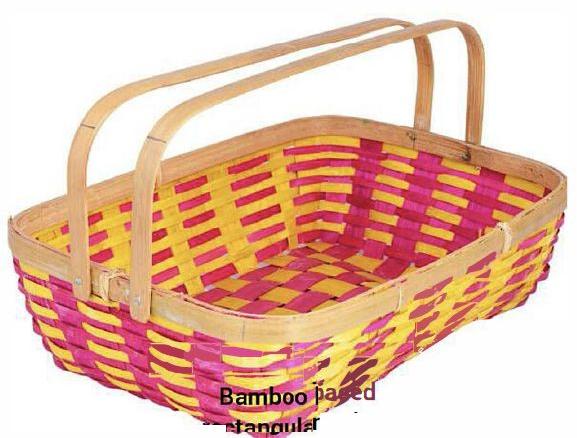 Double Handled Colored Rectangular Bamboo Basket, for Home, Feature : Easy To Carry, Re-usability