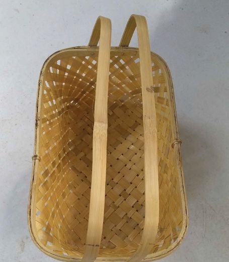 Double Handled Natural Bamboo Rectangular Basket, for Kitchen, Feature : Matte Finish