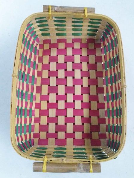Side Handled Colored Rectangular Bamboo Basket, for Kitchen, Feature : Easy To Carry