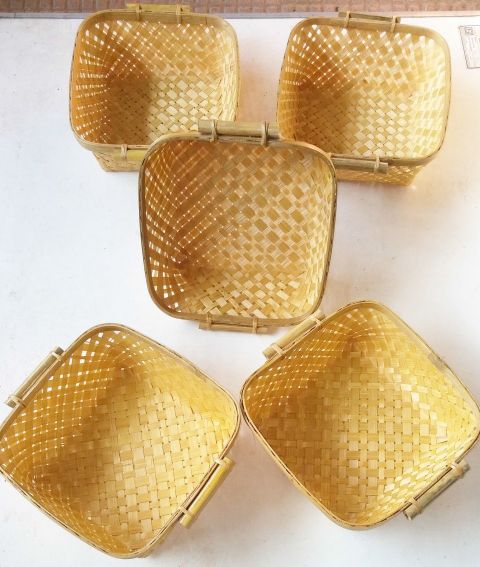 Side Handled Square Bamboo Basket, for Kitchen, Feature : Easy To Carry