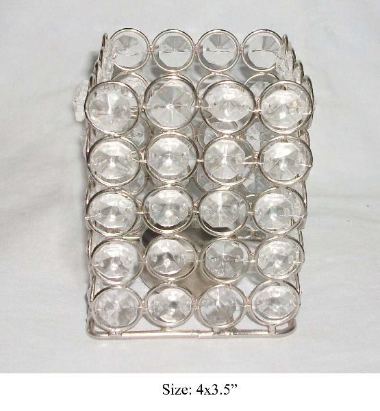 Polished Iron Crystal votive T-Light holder, for Glass Use, Length : 3.5 cm