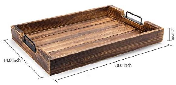 Sharma Handicraft Polished Plain wooden serving tray, Size : 20x14x2.5 Inch