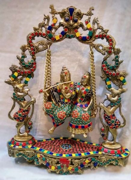 Polished Plain Brass Radha Krishna Idol, Packaging Type : Cardboard Box