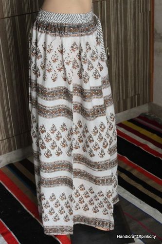 Meera Handicrafts Printed Long Skirt, Size : Free
