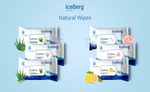 ICE BERG Skincare Wipe, for Cleaning, Packaging Size : 25