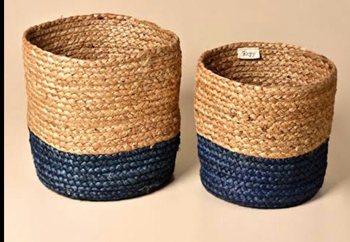 Blue Jute Laundry Basket, Feature : Eco Friendly, Re-usability, Superior Finish
