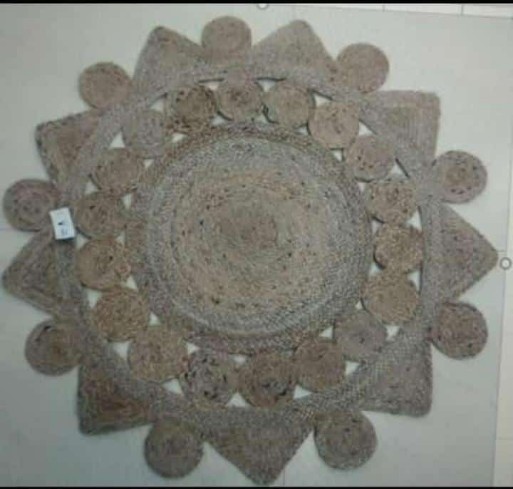 Brown Round Jalebi Jute Rug, Style : Anitque