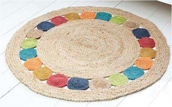 Round Jute Colored Rug, for Bathroom, Office, Size : 7x8feet, 8x9feet