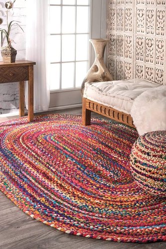 Oval Jute Rugs, for Home, Hotel, Office, Size : Standard