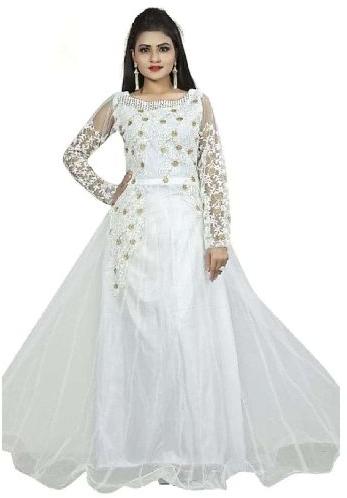 Plain 13210 Designer Anarkali Gown, Occasion : Wedding Wear