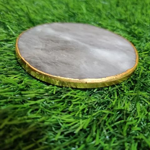 Round Rose Agate Coasters with Gold Rim, Size : 3-4 Inches