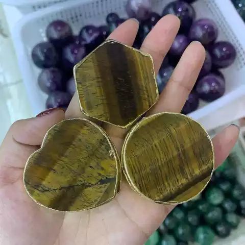 Tiger Eye Agate Coasters With Gold Rim