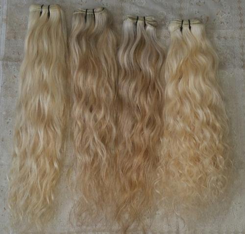 Blonde Weft Hair Extensions, Length : 10 to 30 inches
