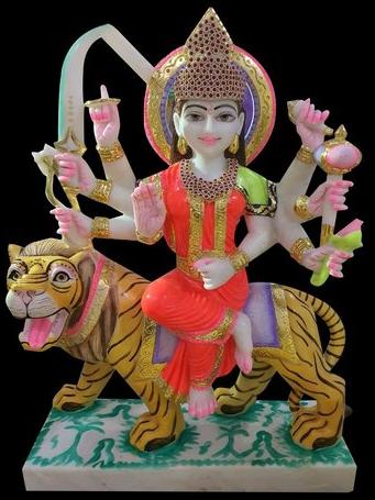 Marble 12 Inch Durga Maa Statue, for Worship