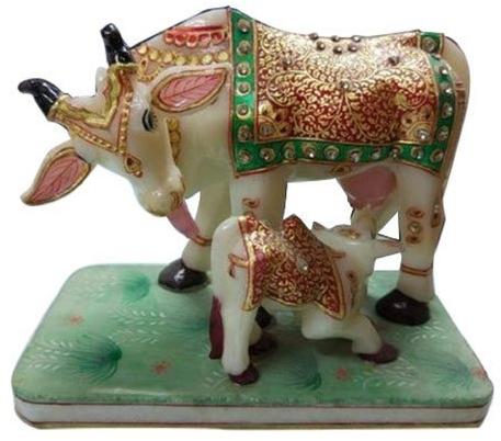 Marble Cow and Calf Statue