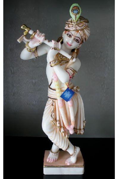 Marble krishna statue, for Worship, Temple, Interior Decor, Office, Home, Gifting, Garden, Overall Dimensions (mm) : 275x90x285mm